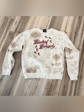 Harry Potter Cream Sweatshirt "Mischief Managed"  by Box Lunch size Small